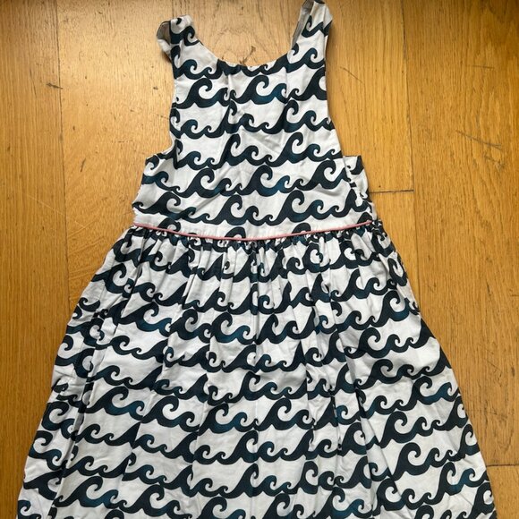 Petit Peony White and Blue Wave Criss Cross Dress - Picture 1 of 4